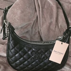 Juicy Couture Black Quilted Shoulder Bag with Silver Accents